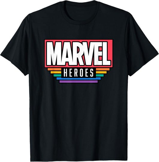 Discover Marvel Pride Flag Rainbow Marvel Heroes Logo Retro Rectangle T-Shirt, Gift For Fans