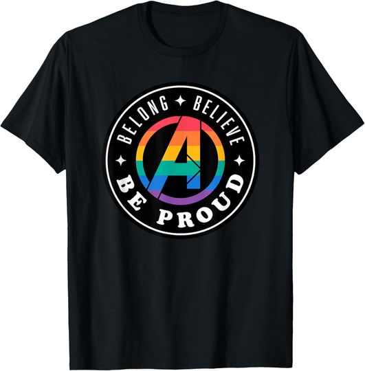 Discover Marvel Pride Rainbow Avengers Logo Belong Believe Be Proud T-Shirt, Gift For Fans