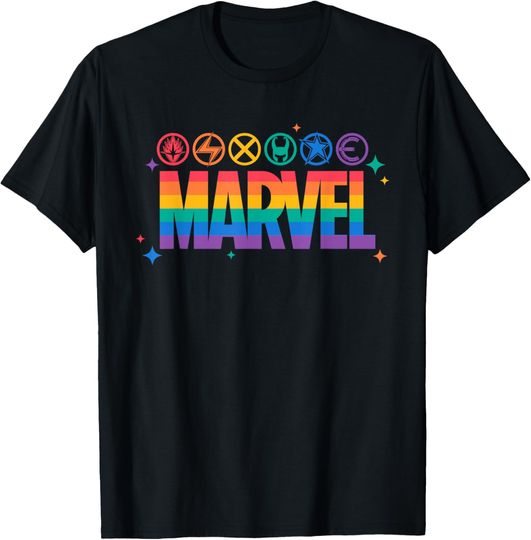 Discover Marvel Pride Rainbow Logo Proud Heroes Symbols T-Shirt, Gift For Fans