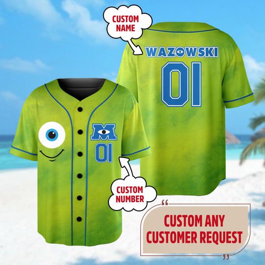 Discover Custom Monster Inc Mike Texture Jersey, Mike Wazowski Jersey, Monsters University Shirt, Magic Kingdom Trip Shirt