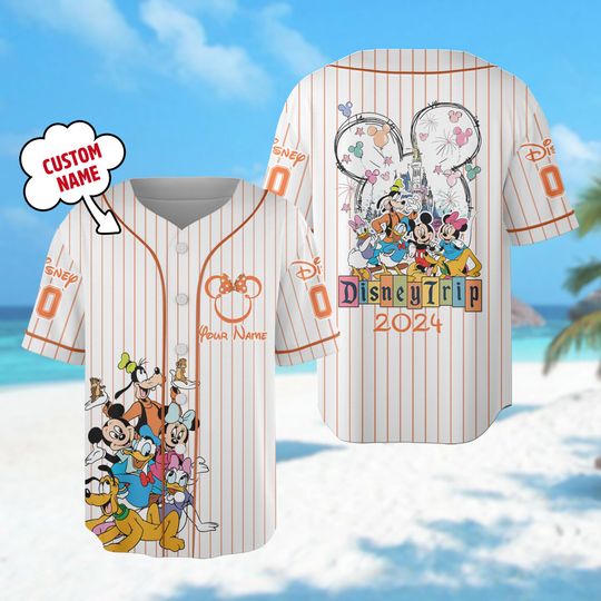 Discover Custom Mickey and Friends Baseball Jersey, Minnie Goofy Donald Jersey Team, Magic Kingdom Baseball Outfit, Cartoon Vacation Trip Shirt