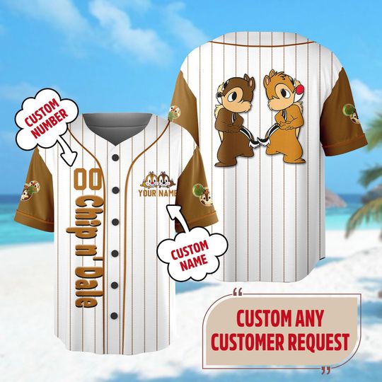 Discover Custom Chipmunk Baseball Jersey, Cartoon Chipmunk Brothers Jersey, Animal Birthday Theme Gift For Kid Adult