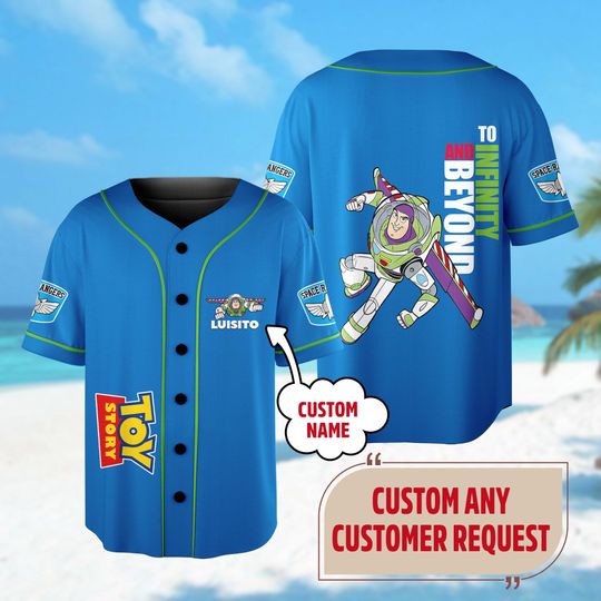 Discover Custom Toy Story To Infinity And Beyond Baseball Jersey, Buzz Lightyear Baseball Team, Toy Story Jersey Outfit, Magic Kingdom Shirt