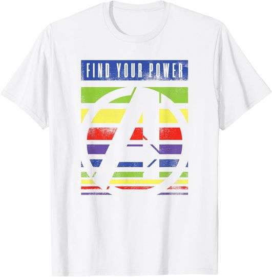 Discover Marvel Avengers Find Your Power Rainbow Stripes T-Shirt, Gift For Fans