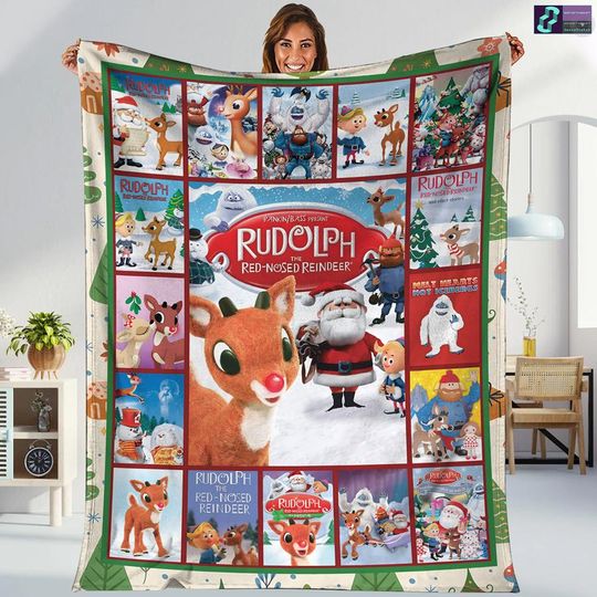 Rudolph The Red Nosed Reindeer Blanket, Rudolph Christmas Blanket, Merry Christmas Blanket