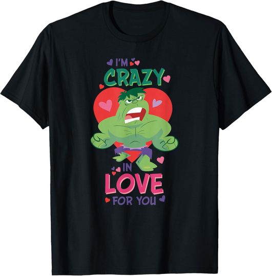 Discover Marvel Hulk I’m Crazy in Love for You Valentine’s Day T-Shirt, Gift For Fans