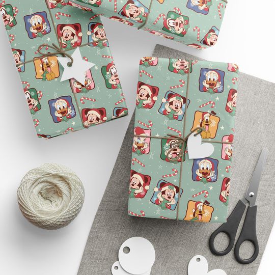 Discover Disney Mickey & Friends Christmas Wrapping Paper | Cute Mickey Mouse Gift Wrap | Donald Duck Xmas Gift Wrap |Disney Holiday Gift Wrap Sheets