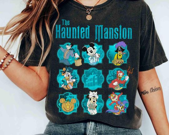 Discover The Haunted Mansion Mickey Mouse & Friends Retro T-Shirt, Disney Halloween Party Tee, Family Holiday Gift