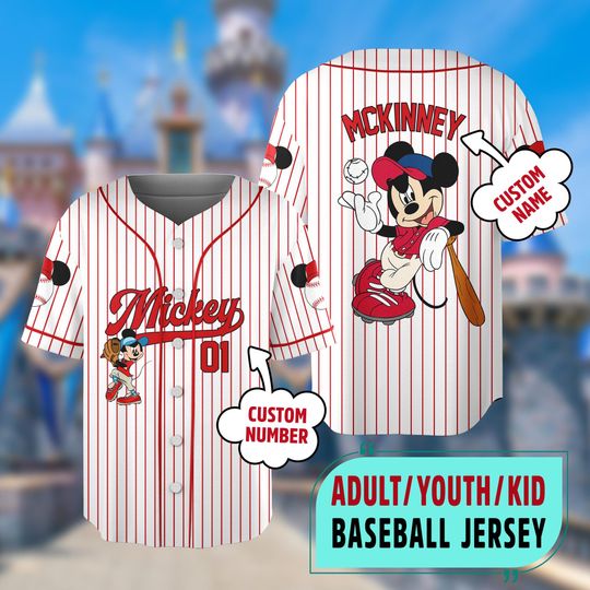 Discover Custom Mouse Baseball Jersey, Cartoon Characters Jersey, Magic Kingdom Baseball Team, Cute Mouse Jersey Gift, Family Trip Shirt