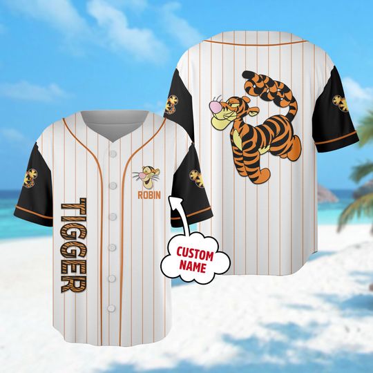 Discover Personalized Tiger Baseball Jersey, Bear And Tiger Character Baseball Group Shirt, Magic Kingdom Matching Tee, Birthday Gift For Kid Adult