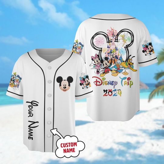 Discover Custom Mickey and Friends Baseball Jersey, Personalized Minnie Baseball Teams Gift, Mickey Trip Jersey, Gift for Kids, Magic Kingdom Shirt