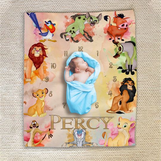 Discover Lion King Inspired Baby Milestone Blanket/Disney Lion King Milestone Blanket/Personalized Blanket/Growth Tracker Baby Name Blanket OGXL03