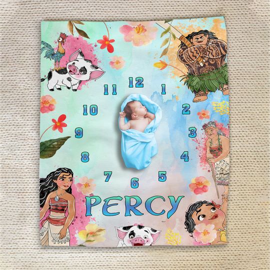 Discover Personalized Disney Moana Blanket/Moana Blanket/Princess Moana Birthday Girl Blanket/WDW Disneyland Maui Hei Hei Tamatoa Blanket OGYP34