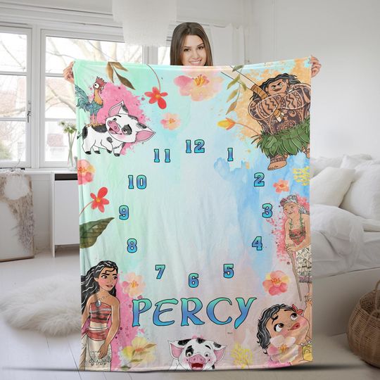 Discover Personalized Disney Moana Blanket/Moana Blanket/Princess Moana Birthday Girl Blanket/WDW Disneyland Maui Hei Hei Tamatoa Blanket OGYP34