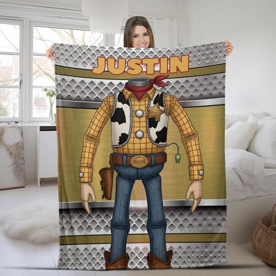 Personalized Woody Buzz Lightyear Toy Story Blanket, Custom Woody Buzz Lightyear Jessie Toy Story Blanket