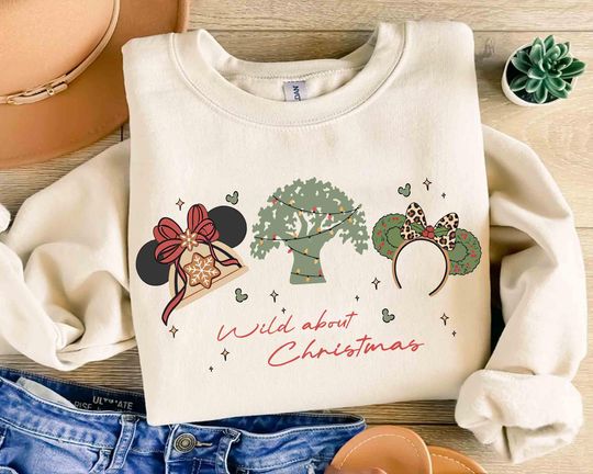 Discover Vintage Mickey and Friends Animal Kingdom Bow T-Shirt, Disney Mickey Very Merry Christmas Tee