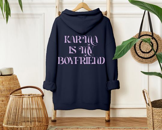 Taylorr Swifts KARMA Is My BOYFRIEND Hoodie in Navy/Wisteria, taylorr version Sweatshirt, Taylorr Swifts Gift