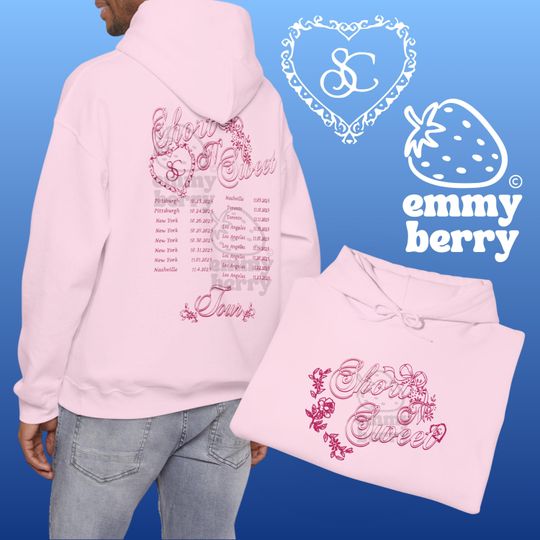 Discover Short and Sweet Tour Pink Floral Hoodie with 2025 Tour Dates! | Concert Sweatshirt, Man's Best Friend Album