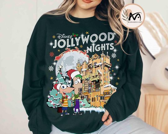 Discover Disney Christmas Hollywood Studios Jollywood Nights Sweatshirt, Disneyland Mickey's Very Merry Xmas Shirt