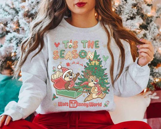 Discover Comfort Colors Chip n Dale Walt Disney World Gingerbread Christmas Shirt, Disney Tis The Season Xmas Tee, Disneyland Family Holiday Gifts