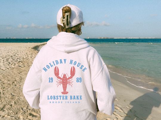 Holiday House Hoodie Champagne Problems Baggy Hoodie Rhode Island East Coast Folklore Sweatshirt VSCO Shirt Lobster Hoodie Sweatshirt