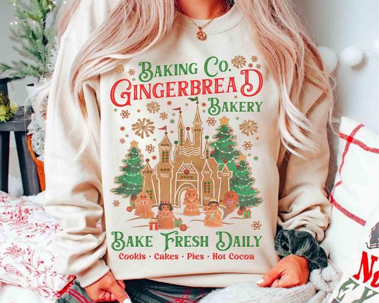 Discover Disney Princess & Mickey Christmas Baking & Disneyland Holiday Sweatshirt