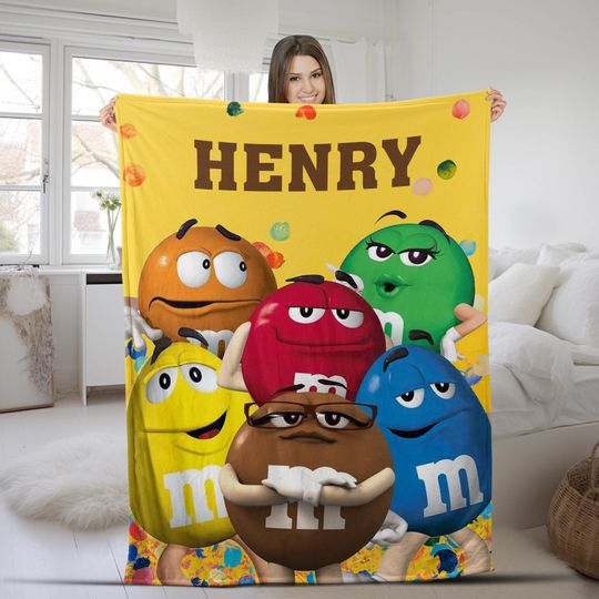 Discover Personalized M and M Blanket, MMs World Fleece Blanket, M and M Candy Fleece Blanket, Throw Blanket for Bed Couch Sofa KCP423