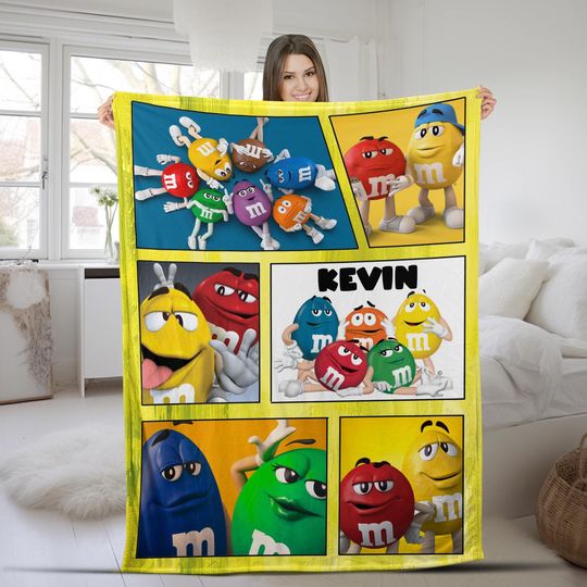 Discover Personalized M and M Blanket, MMs World Fleece Blanket, M and M Candy Fleece Blanket, Throw Blanket for Bed Couch Sofa KCP422