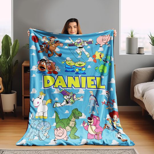 Discover Personalized Disney Toy Story Blanket/Custom Name Disney Blanket/Woody Buzz Lightyear Jessie Toy Story Blanket/Gift For Boy Or Girl OGTT49