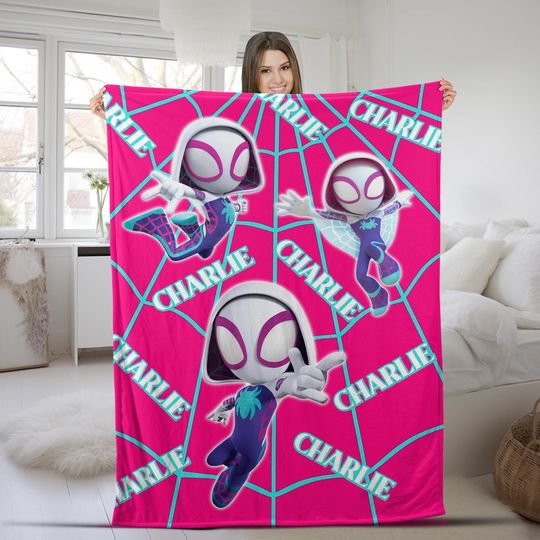 Personalized Spidey Blanket, Ghost Spider-Girl, Spidey his Amazing Friends Blanket