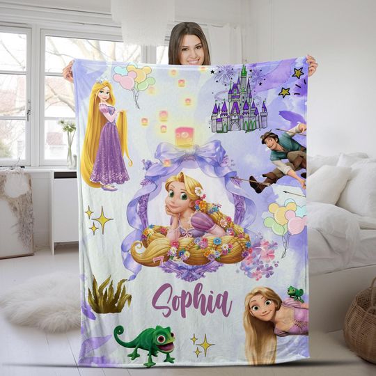 Discover Personalized Tangled Rapunzel Blanket, Watercolor Disney Princess Blanket, Rapunzel Go Live Your Dream, Disney Birthday Girl Gifts UN2N14