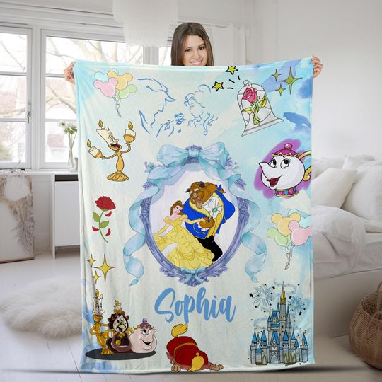 Discover Custom Beauty and the Beast Disney Princess Belle Blanket, Custom Name Baby Girl Blanket, Princess Birthday Girl, Tale as Old as Time UN2N11