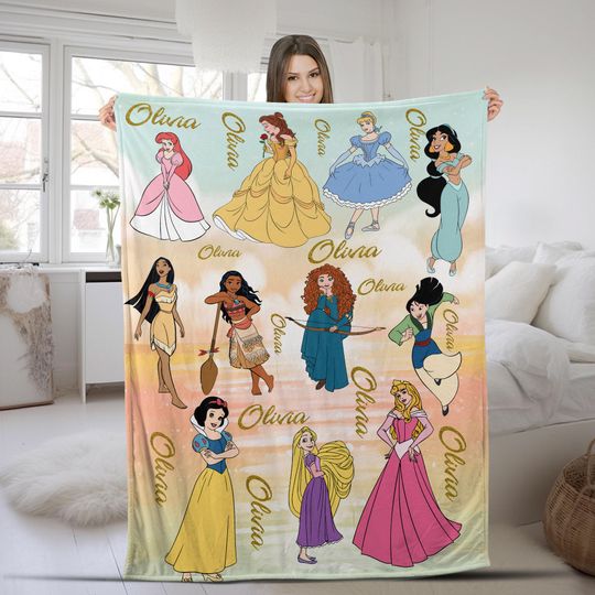 Discover Personalized Disney Princess Fleece Blanket  Custom Name Sherpa Throw for Kids, Birthday Gift, Baby Shower, Gift for Boy and Girl AXHS15
