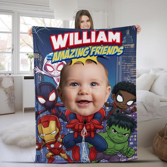 Discover Custom Photo Name Disney Spidey and His Amazing Friends Superhero Blanket, Marvel Spiderman Blanket, Spider Man Birthday Boy  AXHS12