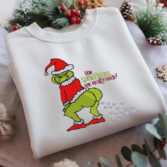 Discover Embroidery funny character Funny Christmas Sweater, Green Monster Sweatshirt, Whoville Embroidered Sweatshirt, Christmas Crewneck For funny character Fan