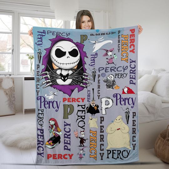 Discover Disney The Nightmare Before Christmas Blanket, Custom Name Jack Skellington Sally Blanket, WDW Disneyland Oogie Boogie Blanket KCUL08