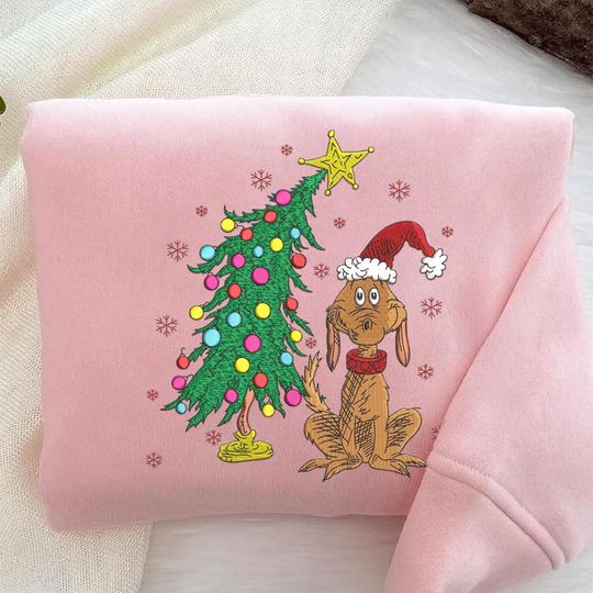 Discover Dog Christmas Embroidered Sweatshirt, Cartoon Sweatshirt, Funny Friendship Christmas Sweatshirt, Family Xmas Crewneck, Dog Mom Gifts