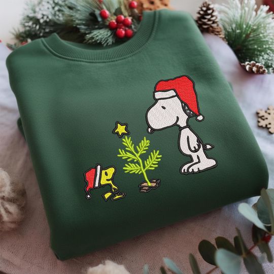 Discover Snoopy & Woodstock Christmas Tree Crewneck, Snoopy Christmas Tree Sweatshirt, Christmas Snoopy Sweatshirt, Christmas Gift Sweatshirt