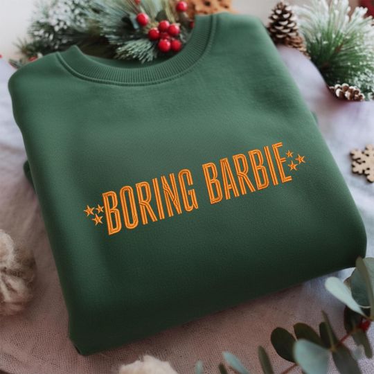 Boring Barbie Chenille Yarn Embroidered Sweatshirt, Showgirl Era Gift, Concert Sweatshirt