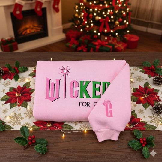 Wicked For Good Embroidered Sweatshirt, Defying Gravity, Gift For Music Fans, Bestie Gift, Elphaba And Glinda, Best Friend Christmas Gifts