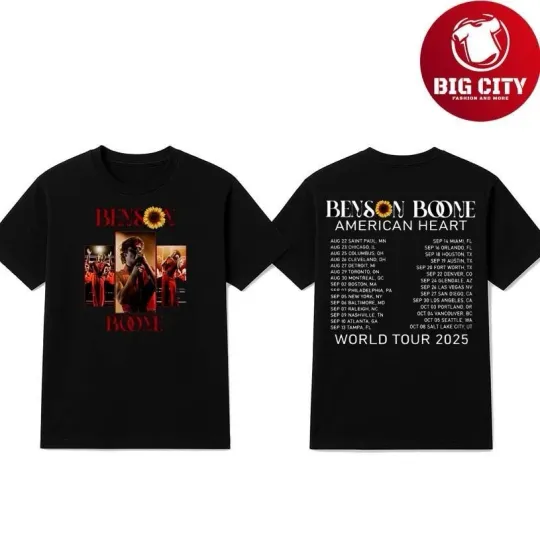 Discover Benson Boone American Heart Tour 2025 Two Sided Shirt