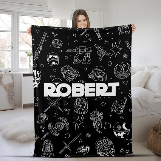 Discover Personalized Name Star Wars Blanket/Star Wars Characters Blanket/Star Wars Birthday Gift/Custom Galaxy Edge Blanket/Darth Vader OGUB18