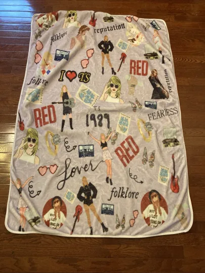 Taylorr Swifts Soft Fleece Throw Blanket 1989 Red Folklore Reputation, Gift For Fans