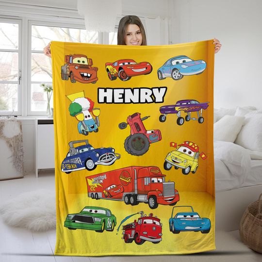 Discover Personalization Cars Lightning McQueen Fleece Blanket, Disneyland Blanket, Cars Movie Blanket, Birthday Gifts For Kids SKZD45