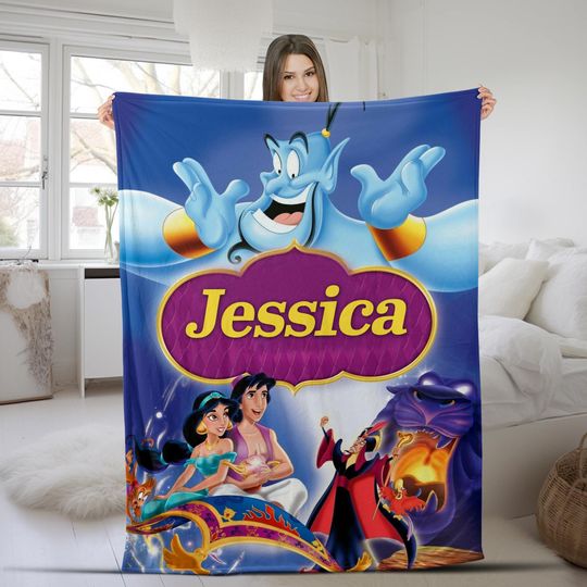 Discover Blanket Aladdin Custom Name Blanket, Throw Blanket Christmas Gift For Friends, Winter Blanket SKZD41
