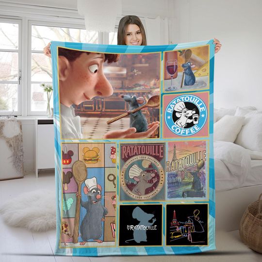 Ratatouille Fleece Blanket, Bedroom Decor Ratatouille Blanket, Ratatouille Mouse Merch