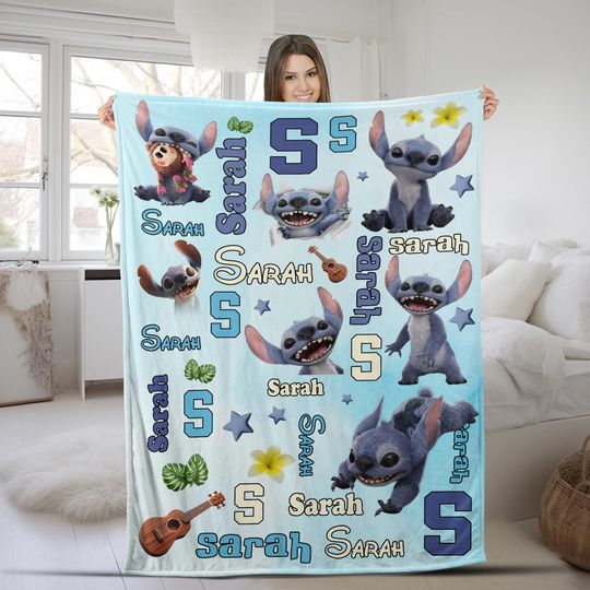 Discover Personalized Disney Stitch Live Action Blanket/Disneyland Lilo And Stitch Blanket/Stitch Birthday Gifts/Disneyworld Blanket Gifts OHVC11