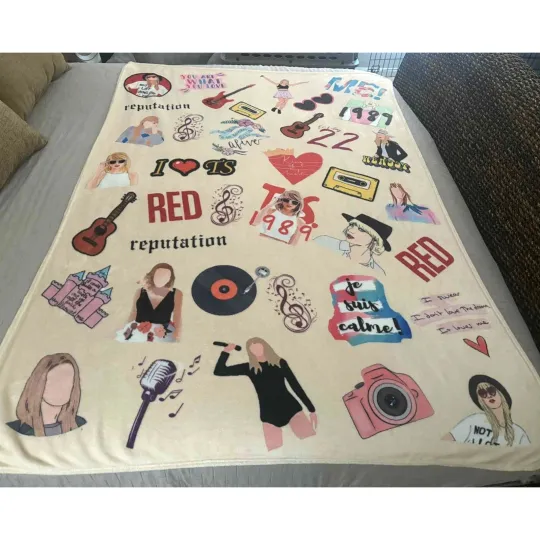 Discover Retired Taylorr Swifts Album Collage Blanket Sft Fleece Throw Reputation Red 1989
