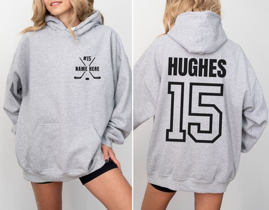 Discover Custom Hockey Hoodie with Your Name and Number, Personalized Hoodie for Hockey Player, Hockey Mom Hoodie, Hockey Team Gifts