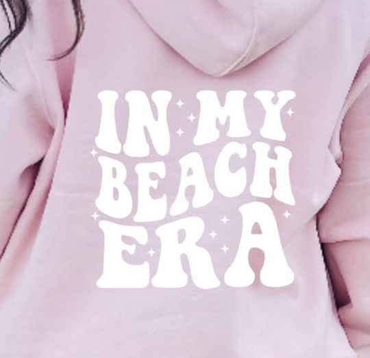 Discover Pink Fleece Pullover Hoodie: In My Beach Era, Nautical Vacation